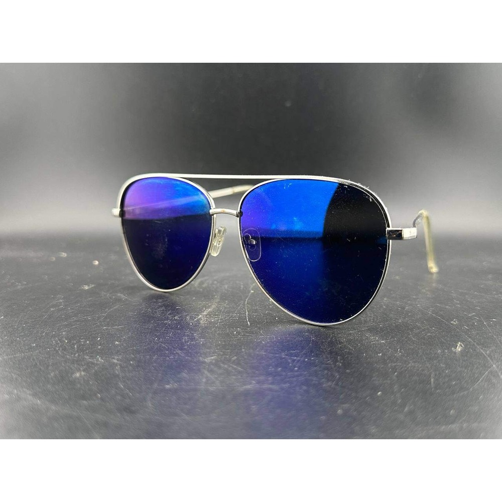 Aldi Batavia Aviator Sunglasses Silver‎ Blue Mirrored Lenses 058 (83)